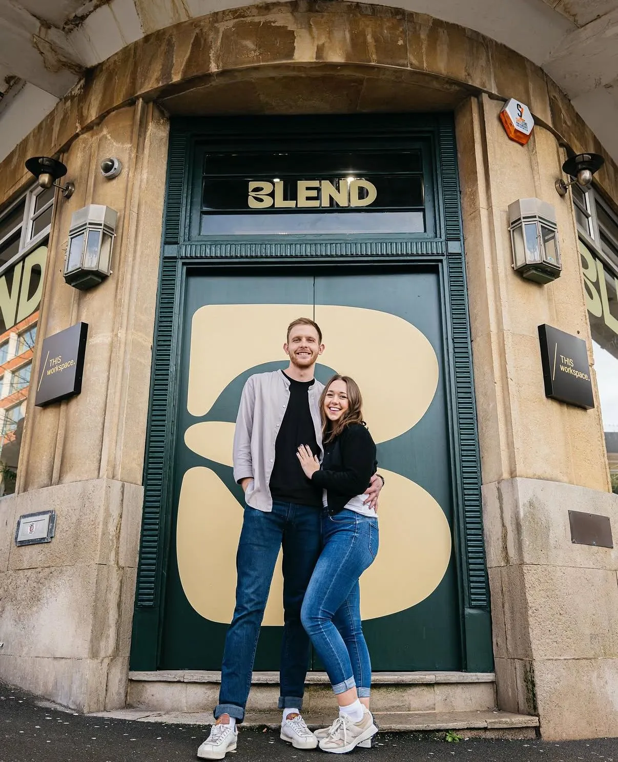 Founders of Blend in front of the Richmond Hill door